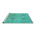 thumbnail image 2 of Ahgly Company Machine Washable Indoor Round Oriental Turquoise Blue Industrial Area Rugs, 8' Round, 2 of 4