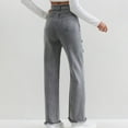 thumbnail image 4 of UYISJ Pants for Women Trendy Vintage Wide Leg Flat Front Lounge Jeans Pants Casual Baggy High Waist Regular Fit Denim Work Pants Gray S, 4 of 7