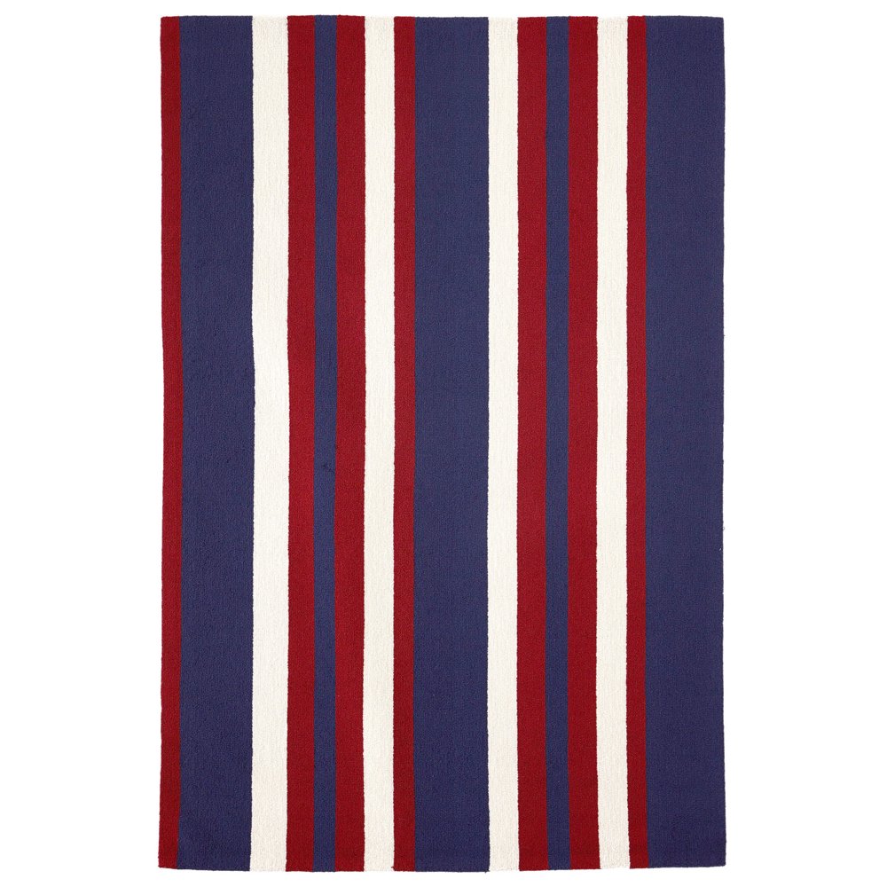 Liora Manne Portsmouth Nautical Strp Indoor/Outdoor Rug Red 24"X36
