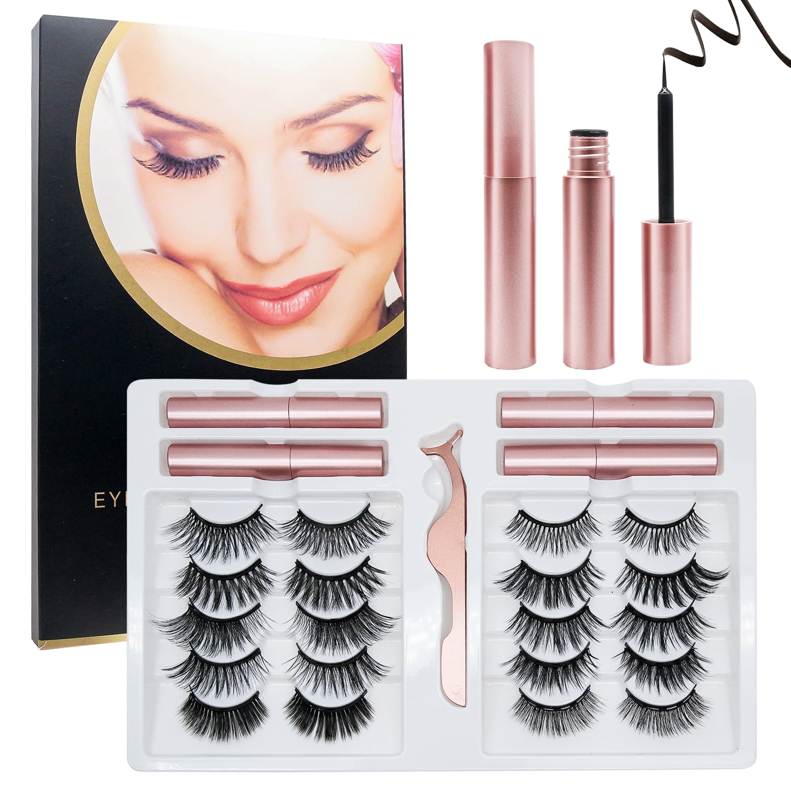 Cosprof 10 Pairs Eyelashes with Eyeliner Waterproof Kit Most