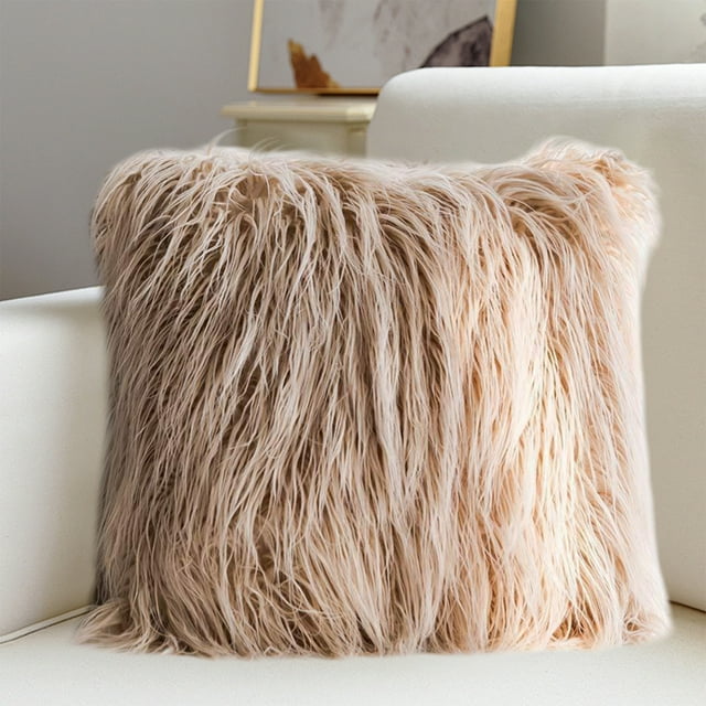 SHIMELE Long Pile Plush Pillowcase, Soft Velvet Throw Cushion Cover, Decorative Solid Color Pillow Cover, Invisible Zipper, Home Sofa, Bedroom, Living Room, 17.7x17.7in, 1pc (Excluding Pillow Core)
