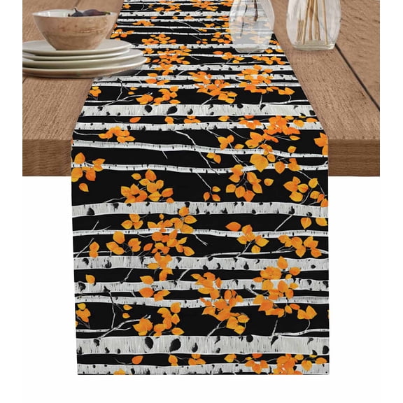 Hokiten Table Runners 48 Inches Long Dress Scarves, Orange Leaves Truck Farmhouse Kitchen/Dining Table Runner, Short Coffee Tablerunners, Forest Tree 13x48 Inch