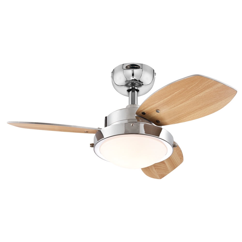 7876300 30 Chrome 3 Blade Reversible Ceiling Fan With Light Chrome 3 Blade Reversible Ceiling Fan