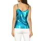 thumbnail image 3 of Camiseta sin mangas metálica para mujer Inspire Chic con tirantes finos y espalda descubierta 3XL azul, 3 of 8