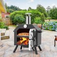 thumbnail image 4 of Outdoor Pizza Ovens, Wood Fired Pizza Oven with Waterproof Cover, 12" Pizza Stone, 4 Pcs Grill Rack and Pizza Peel, Portable Patio Pizza Maker On Wheels for Camping, 4 of 41