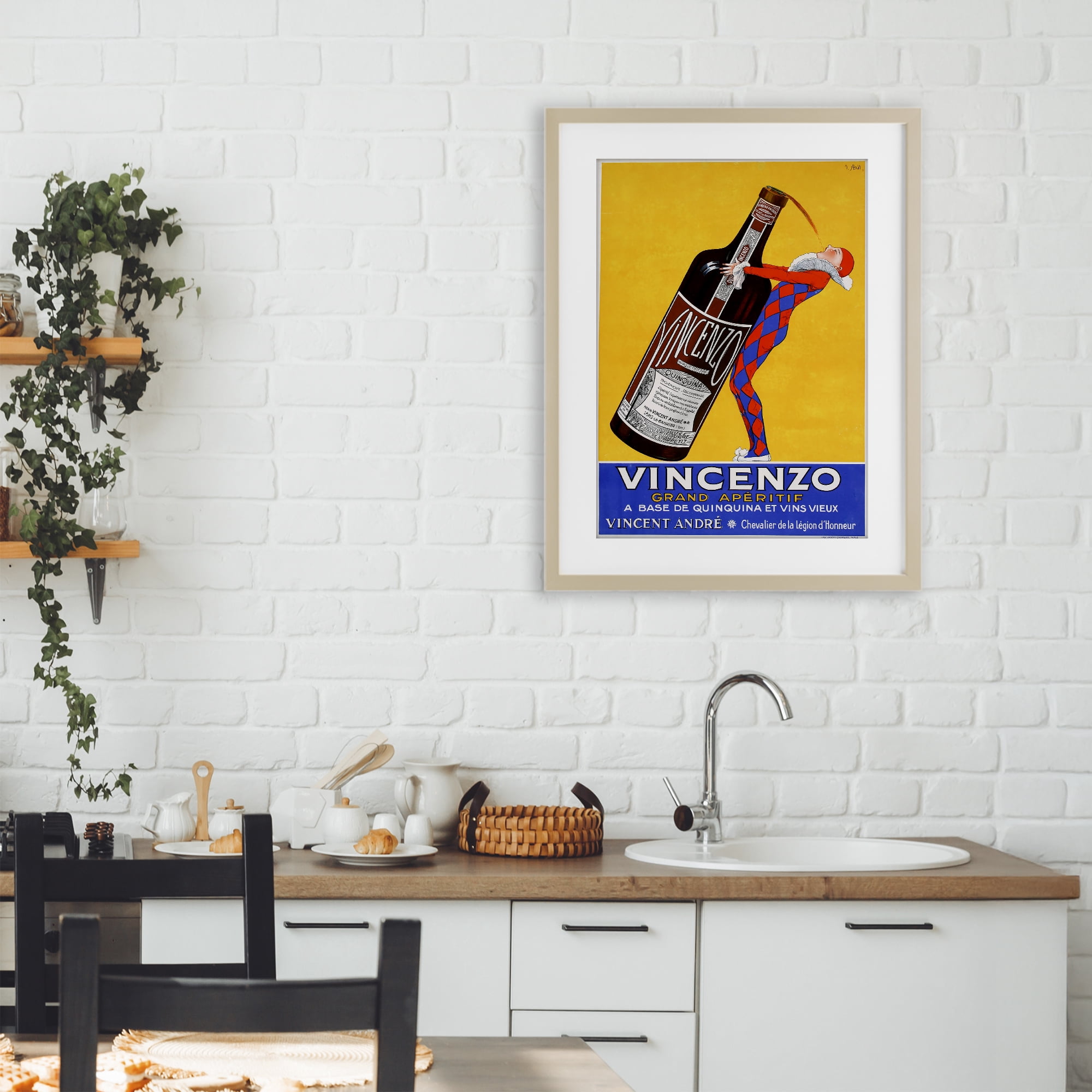 Stupell Industries Vincenzo Vintage Wine Birch Framed Print Under Glass, design by Vintage Posters