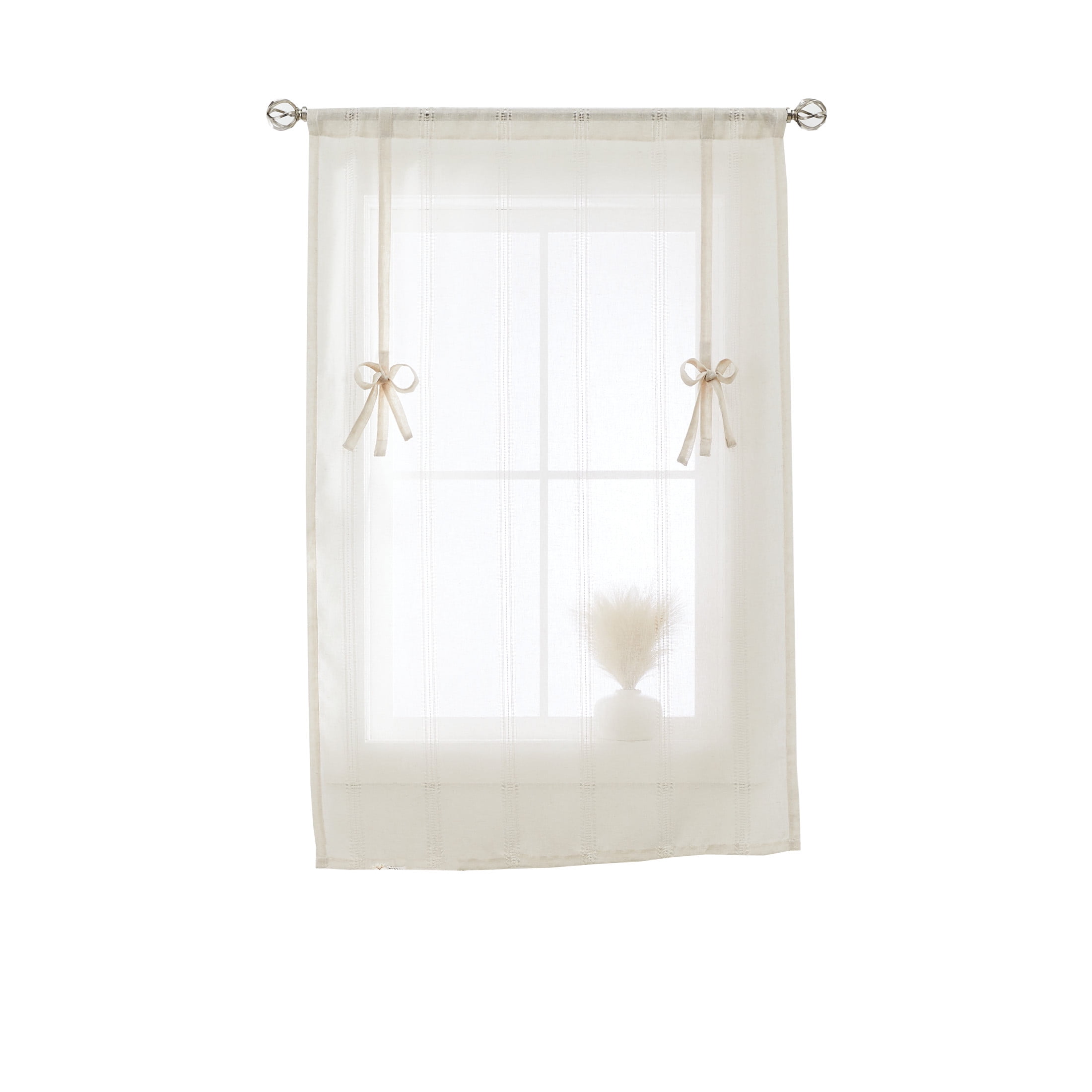 (2 pack) Better Homes & Gardens Specialty Stich Single Curtain Balloon Shade, Papyrus Beige, 42" W x 63" L
