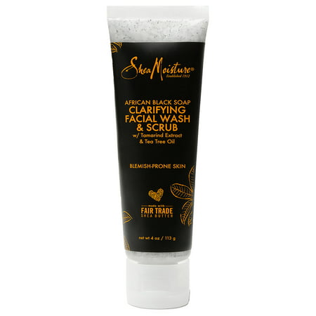 SheaMoisture African Black Soap Facial Wash and Scrub to Clarify Skin 4 oz