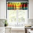 thumbnail image 4 of Sunset Beach Landscape Valance, Exotic Tropical Island Nature Blue Sea Water Palm Tree Leaves Orange Sunset Print Short Window Curtain for Kitchen Cafe Bathroom Bedroom, 54x18in, 4 of 5