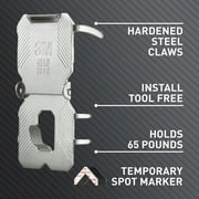 3M CLAW 65 lb. Drywall Picture Hanger with Spot Marker, Gray, Heavyweight Hanging Solution for Room Decor and Office Decor, Including Mirrors or Large Art, 5 Wall Hangers, 3 Spot Markers