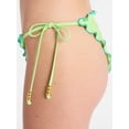 thumbnail image 4 of No Boundaries Hibiscus Low Rise Lettuce Edge String Swim Bottoms, Women's XXS-XXL, 4 of 5