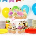 thumbnail image 5 of Gift Boutique 60 Ice Cream Cone Treat Snack Cups 10oz Disposable Paper Cup Dessert Frozen Sundae Bowls Pink Blue Yellow Green Scoops Birthday Party Supplies, 5 of 9