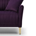 thumbnail image 3 of 55" Modular Sectional Sofa Couch 2-Seat Velvet Upholstered Sofa Modern Couch with Deep Channel Tufting and Gold Metal Legs for Living Room Apartment Bedroom Office Dorm Studio, Purple, 3 of 6
