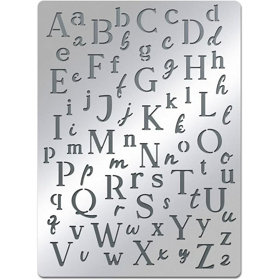 Letters Stencils Irregular A to Z Alphabet Metal Stencil Uppercase Lower Letters Template for Painting Wood Burning Engraving Scrapbooking 7.5x5.5 inch