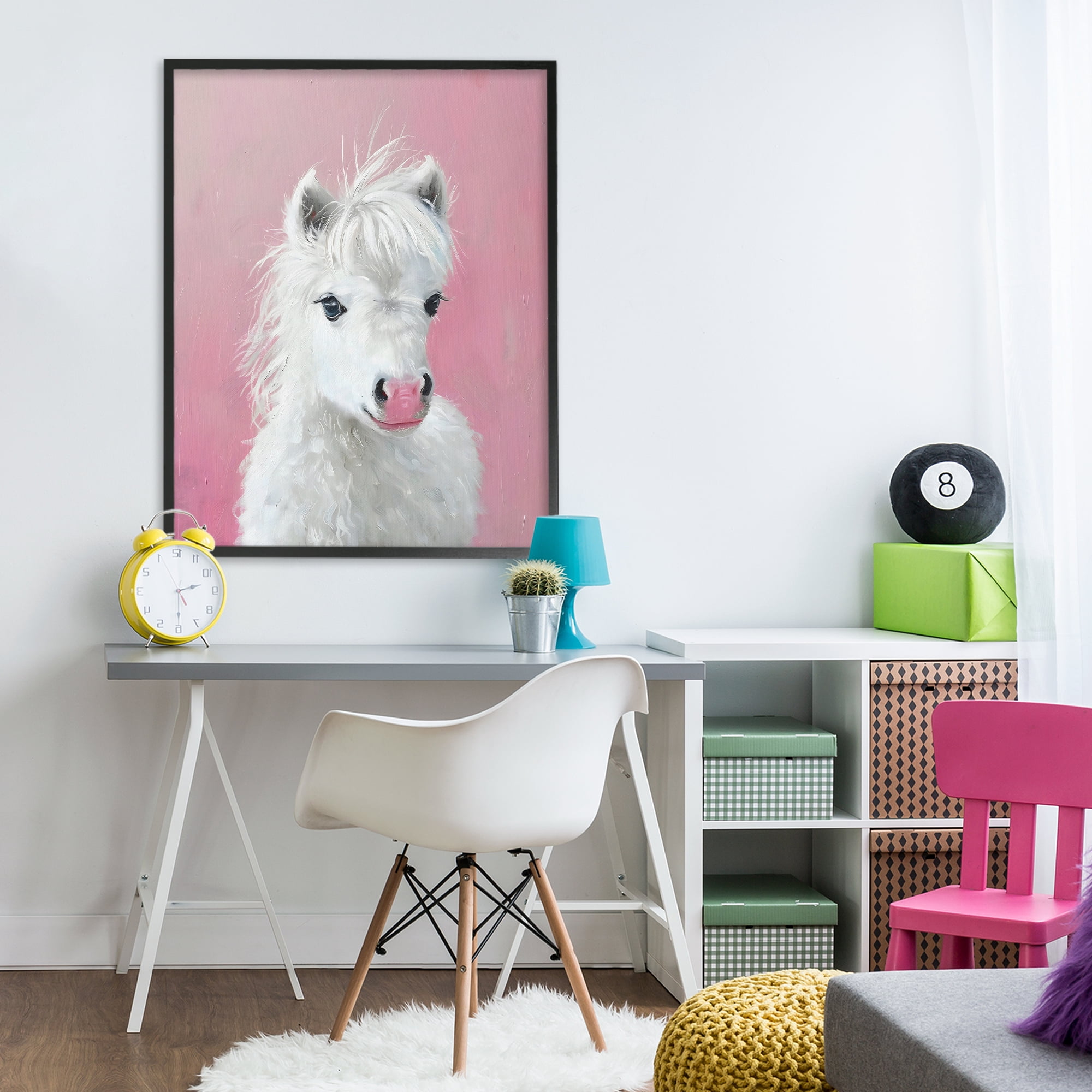 Stupell Industries Gentle White Pony Black Framed Giclee Art, design by The Prints Vibe