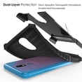 thumbnail image 4 of Black Tri-Shield Rugged Case Cover [with Metal Kickstand + Wrist Strap Lanyard] for Cricket LG Harmony 3 Phone (LMX420), 4 of 9