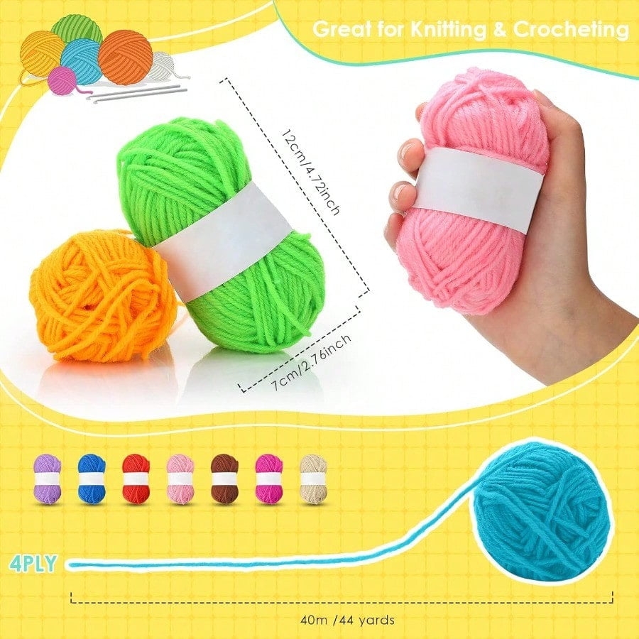 100 Rolls Acrylic Yarn for Knitting Bulk 4374 Yard Knitting Acrylic Yarn Mini Soft Crochet Skeins Multicolor for Handcraft and Crochet Projecting Adults Beginner Kit Multi Colors