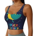 thumbnail image 2 of Daiia Dinosau Space Explorer Printed Women's Sports Bra, Breathable Activewear Bra with U-Back Design and Removable Pads, Comfortable and Supportive for Yoga, Workout-Small, 2 of 8