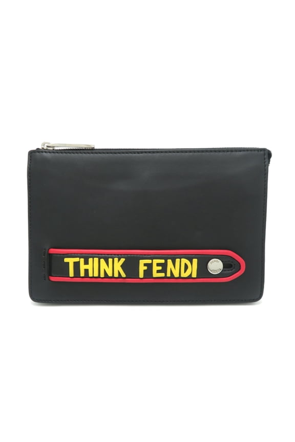 Pre-Owned Fendi Men's Clutch Bag 7VA350 Leather Black