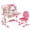 Pink, variant on Fompes 2Pcs Kids Study Desk and Chair Set Height Adjustable Ergonomic Children School Table with Astronaut Pattern Large Writing Board Storage Drawer Bookshelf Dual Back Support
