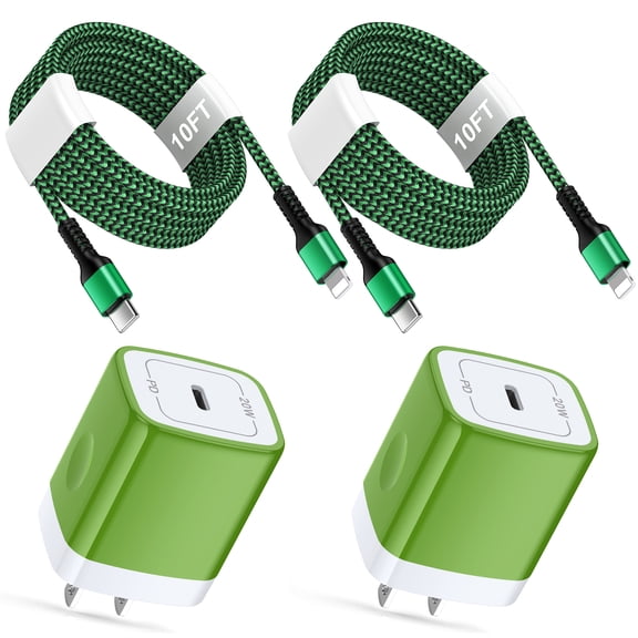 HAOANO USB C Wall Charger Block,2Pack 20W PD Android Type C Charger Block Fast Charging Block USB C Power Adapter w/ 2PCS USB C Charging Cable 10ft Type C Charger Cords Compatible for iPhone 14 13 12