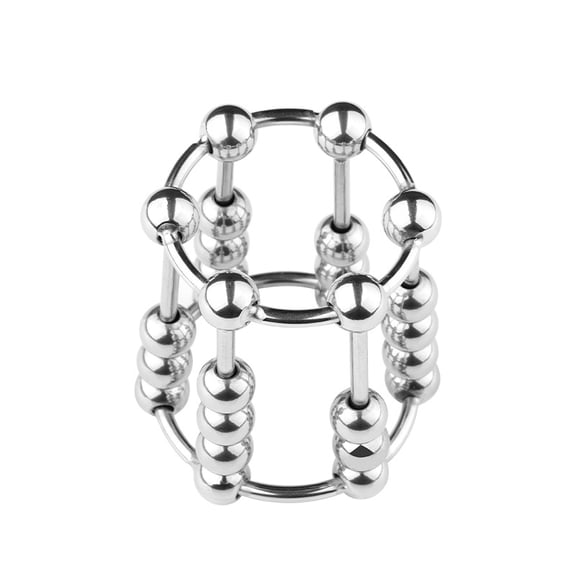 Stainless Steel Cock Ring with Beads, Metal Penis Ring with Sliding Beads Sex Toy for Men, L