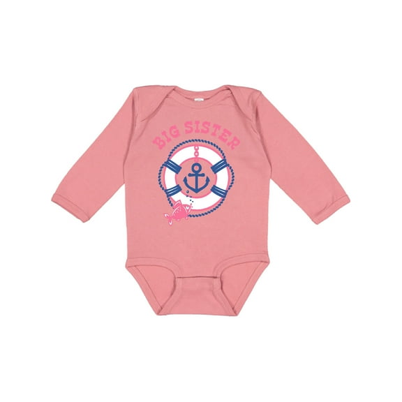 Inktastic Nautical Big Sister Girls Long Sleeve Baby Bodysuit
