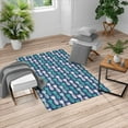 thumbnail image 1 of Pineapple Turkish Area Rug, Summer Island Tropic Fruit Pattern Stamped Minimal Backdrop Pop Art, Soft Carpet for Living Room Decor with Distressed Look, 4' X 5.7', Seafoam Ivory, by Ambesonne, 1 of 4