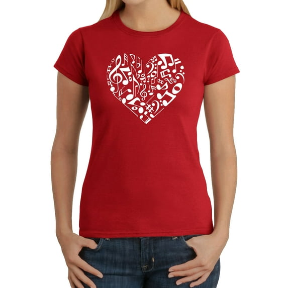Women's Word Art T-Shirt - Heart Notes