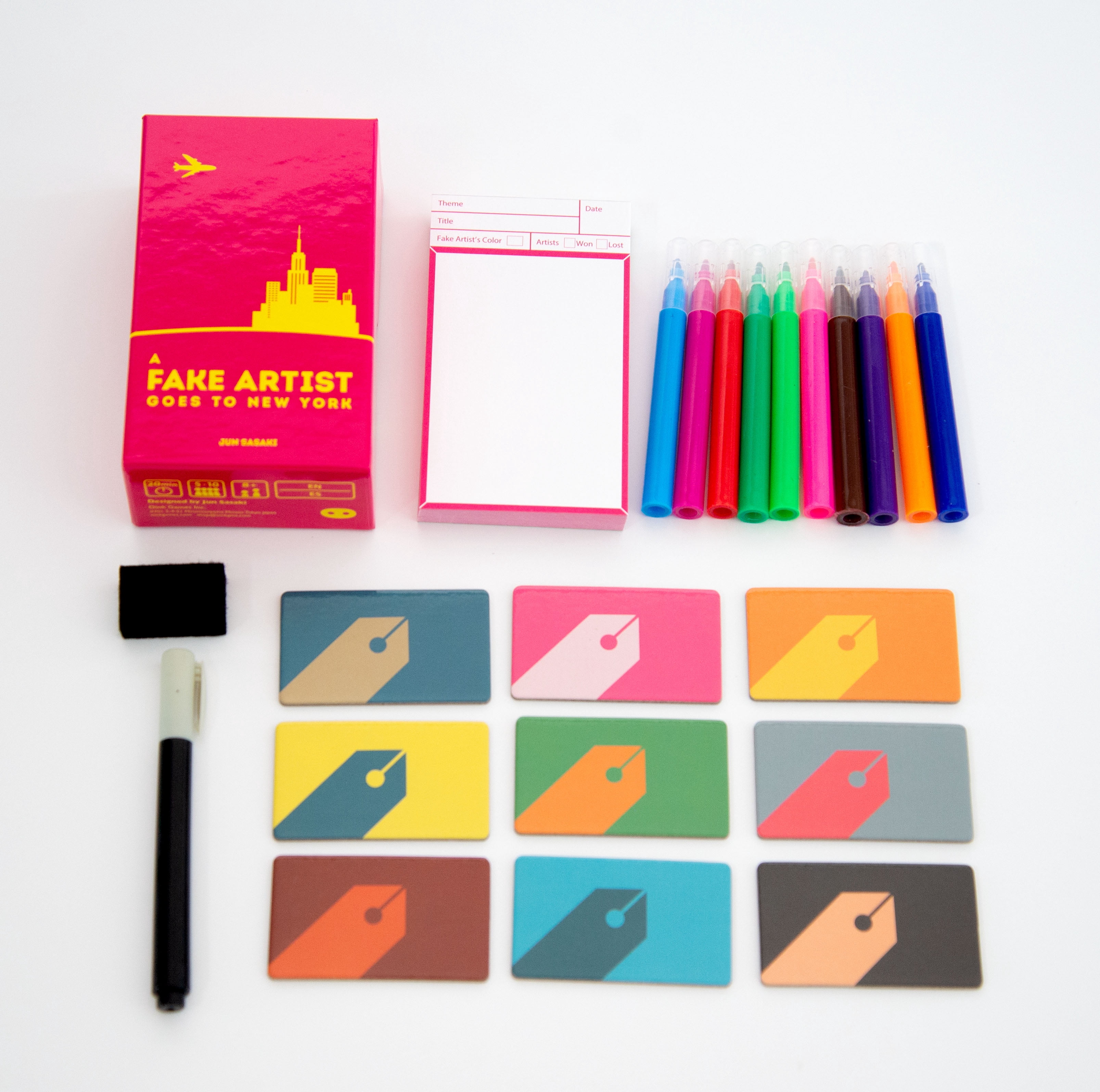 Oink Games A Fake Artist Goes to New York - Japanese Social Deduction Party Game for Families & Adults, Creative Bluffing, Hidden Roles, 5-10 Players, Ages 8+