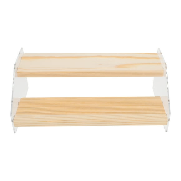 1 PC Clear acrílico y exhibición de madera de madera soporte de pantalla duradera para organizador