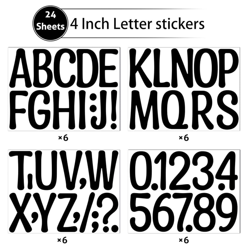 48 Sheets Large Letter Stickers 4 Inch Alphabet Number Letter Stickers Vinyl Self Adhesive Stickers Letters