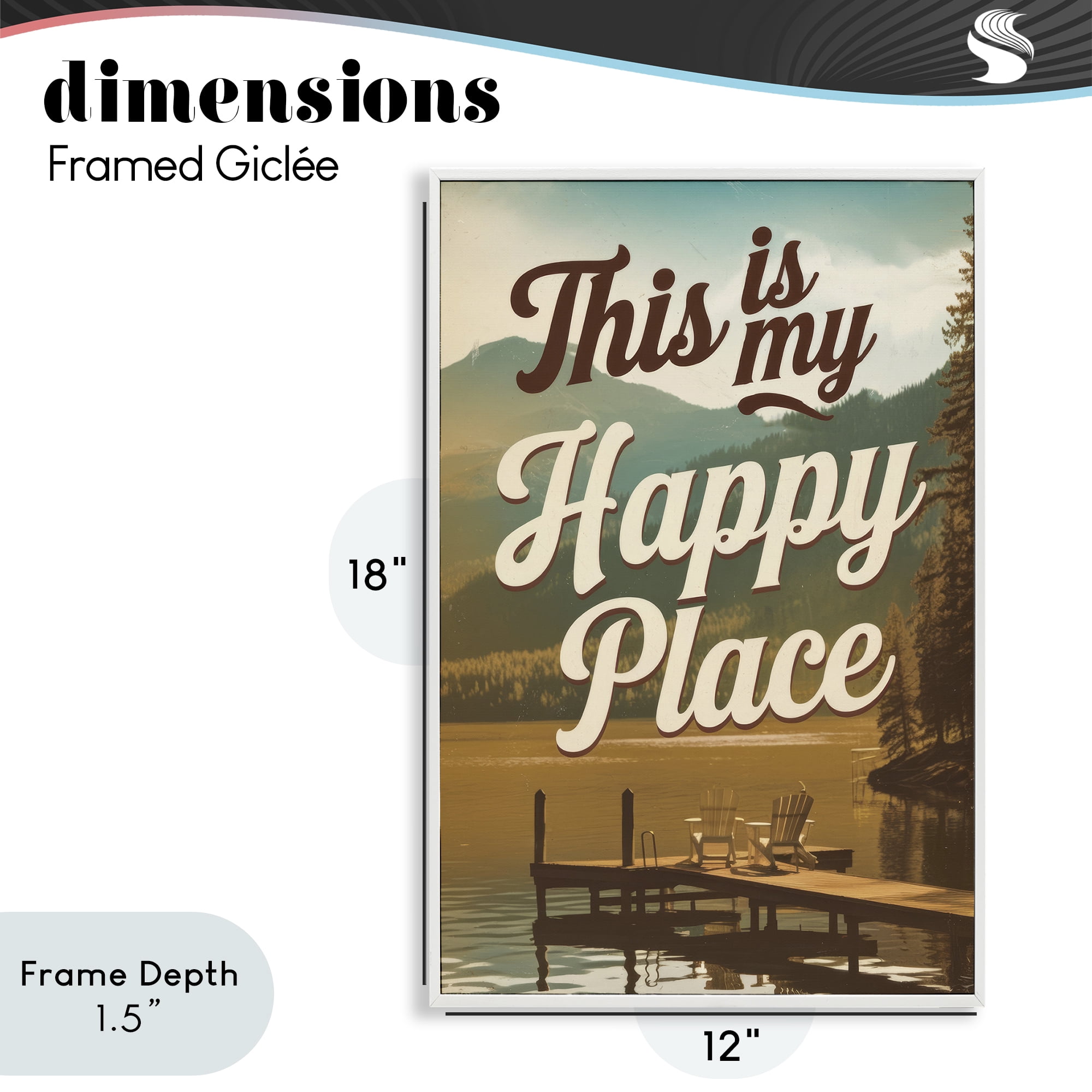 Stupell Industries Vintage My Happy Place White Framed Giclee Art, design by Andreas Magnusson