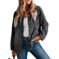 thumbnail image 1 of HOTAPEI Denim Jackets for Women Oversized Jean Jacket Raw Hem Denim Jacket Casual Boyfriend Jean Jacket With 4 Pockets, 1 of 5