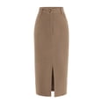 thumbnail image 1 of Falda PRETTYGARDEN de pana lápiz midi de tiro alto camel talla 12, 1 of 9