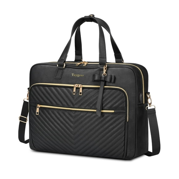 Taygeer 17 Inch Laptop Bags for Women,Large Convertible Quilted Briefcase Backpack with USB Port, Waterproof Leather Work Tote Bags,Shoulder Computer