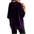 thumbnail image 6 of VBVC Women's Oversized Velvet Hooded Pullover , Casual Batwing Sleeve Tunic Top For Women , Ladies' Relaxed Fall Winter Sweatshirt with Pockets, Purple , S-2XL, 6 of 8