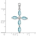 thumbnail image 4 of Sterling Silver Rhodium Lt Sw Blue Topaz Cross & Diamond Pendant QDX903, 4 of 4
