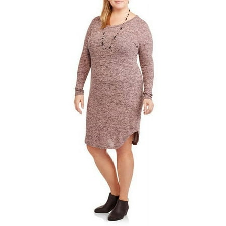 Women's Plus Scoop Neck Long Sleeve Dress