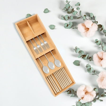 Milisten Narrow Wooden Utensil Drawer Organizer for Kitchen Storage with Elegant Finish, Multi-Color, 4 Slot Compartments