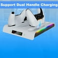 thumbnail image 3 of Apto para PS5/PS5 Slim. Soporte todo en uno con ventilador de refrigeración e iluminación RGB, base de carga para dos mandos, soporte para auriculares, 14 ranuras para guardar juegos y puerto USB, 3 of 7