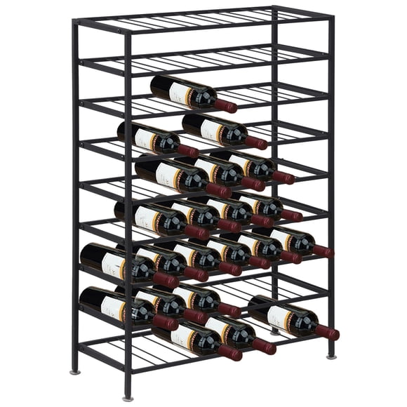 Black 9-Tier Metal Wine Rack - 54 Bottle Freestanding Wine Storage for Cellar, Bar & Dining Room - Durable Display Stand Organizer