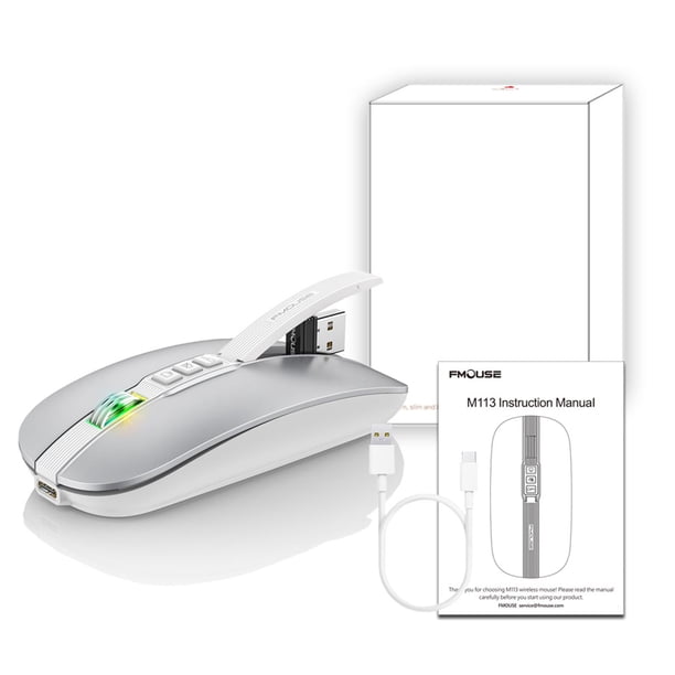 Mini ratón silencioso con botón DPI con receptor USB, ratones ópticos para PC, portátil y tableta Plata Hugo Ratón de computadora