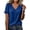 Blue, variant on Women's Summer Lace Plain V Neck Lace Elegant Shirt Fashion Solid Blouse Short Sleeve Tops Beige L