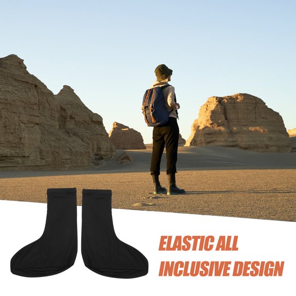 ETEREAUTY 1Pair Windproof Cycling Shoe Covers Black Practical Reusable Outdoor Overshoes
