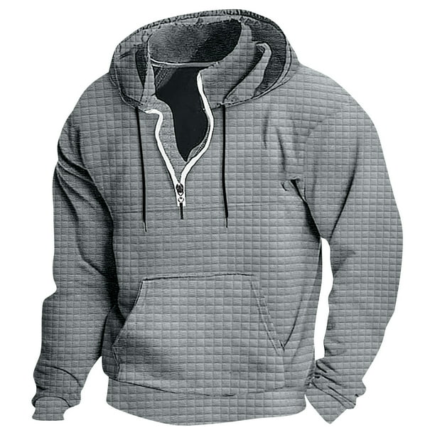 pstuiky camisas de manga larga para hombre, Sudadera con capucha de manga larga lisa y estilo casual para hombre tops de invierno para hombre m