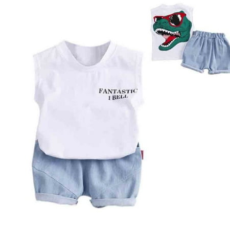 

Toddler Baby Boy Girl Summer Clothes Infant Dinosaur Shirt & Shorts Outfits Tops+Short Pants 2pcs Boys Clothes Set