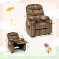 thumbnail image 3 of GLACER Kids Velvet Adjustable Recliner w/Cup Holder, Footrest, Lumbar Support, Armrests, Side Pockets - Toddler Recliner Chairs for Boys & Girls Age 3+ (Coffee), 3 of 9
