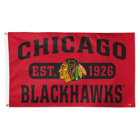 WinCraft Chicago Blackhawks 3' x 5' Single-Sided Franchise Establishment Deluxe Flag