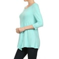thumbnail image 2 of Women's Solid Basic Casual Side Button Trim Round Neck Blouse Shirt Tunic Top, 2 of 5